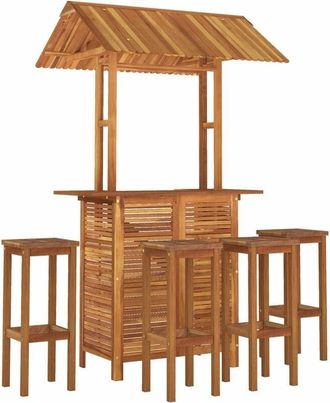 vidaXL Juego Muebles De Bar De Jard&iacute;n 5 Pzas Madera Maciza De Acacia Vidaxl