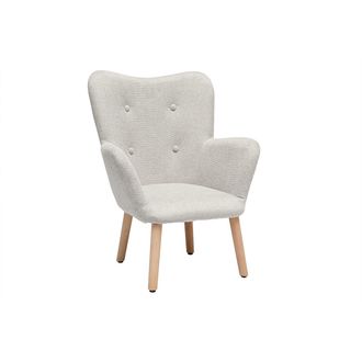 Miliboo Sill&oacute;n Infantil Escandinavo De Tela Efecto Terciopelo Beige Y Madera Clara Baby Bristol
