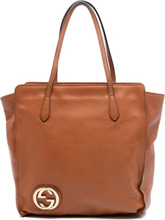 Gucci Pre-owned Womens Dollar Calf Interlocking G Tote - Brown Leather - One Size
