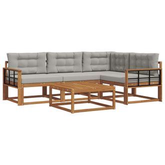 vidaXL Conjunto De Sof&aacute;s De Exterior 5 Pcs Gris Natural Y Claro Vidaxl