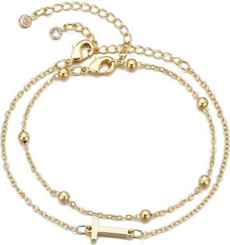 Adornia Adornia 14K Plated Initial Bracelet Set