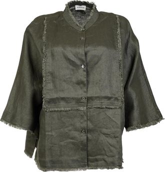 P.A.R.O.S.H. Frayed Shirt - Dames - Overhemden - Groen - XS - Linnen - Overhemden