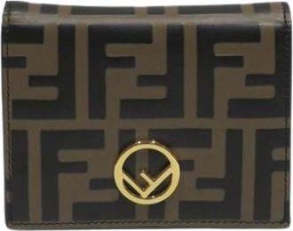 Fendi Pre-owned Wallets, female, Brown, Size: ONE SIZE Pre-owned F is Fendi Leather Wallet