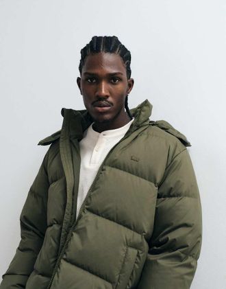 Levi's rockwell giacca puffer con cappuccio in kaki-Verde