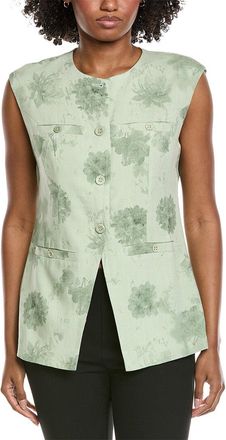 Gracia Printed Linen-Blend Vest