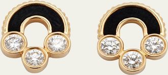 Viltier Magnetic Stud Earrings in Onyx, 18K Yellow Gold and Diamonds