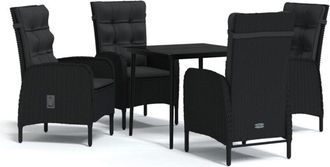 vidaXL Juego De Comedor De Jard&iacute;n 5 Piezas Con Cojines Negro Vidaxl