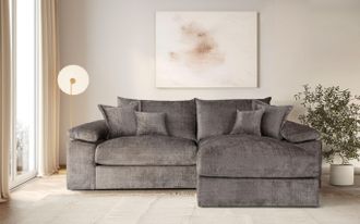 HOME AFFAIRE Ecksofa »Soft&Cosy XL L-Form, B: 246 cm« Mega-Sofa, Cord oder Chenille-Struktur, mit Federkern & 4 Zierkissen