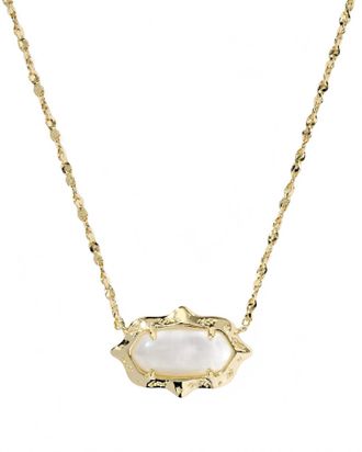 Kendra Scott Womens Elisa Scallop Frame Short Pendant Necklace In Gold / Natural Mother-Of-Pearl