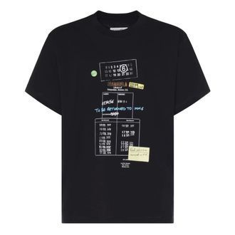 Maison Margiela T-Shirts, male, Black, Size: S Printed Cotton T-Shirt