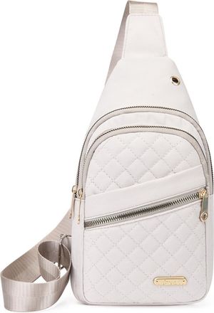 Generic Small Sling Bakpack Crossbody Bags, Crossbody Small Sling Backpack Sling Bag for Women Men, Embroidered Shoulder Bag- Beige