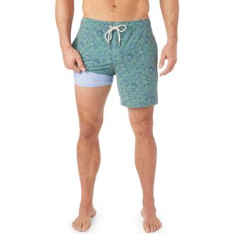 Fair Harbor The Bayberry Swim Trunks in Green Mini Floral at Nordstrom Rack, Size Xxx-Large