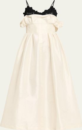 Kika Vargas Theresa Taffeta Lace Midi Cocktail Dress