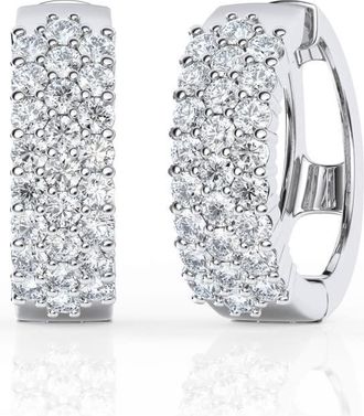 Grown Brilliance 4 Carat Lab Grown Diamond Cluster Hoop Earrings in Sterling Silver
