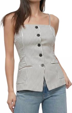 Greylin Sandi Button Front Top In Biege/black