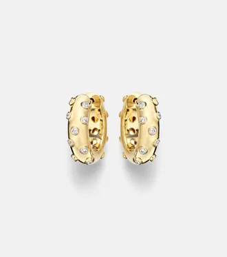 Yvonne L&eacute;on Yvonne L&eacute;on Orecchini a cerchio Plumetis in oro 9kt con diamanti