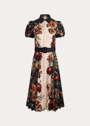 Alice & Olivia Henrietta Floral Belted Midi Dress