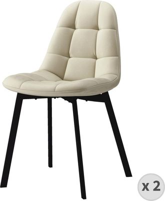 Moloo Silla de terciopelo beige y metal negro (x2)