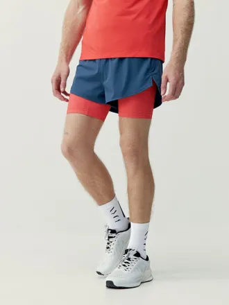 Born Living Yoga Short Ontario Sea Blue/Coral Bright