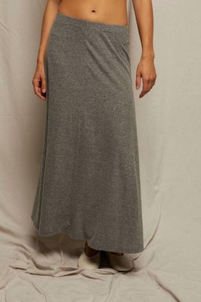 perfectwhitetee Liza Slub Maxi Skirt In Heather Grey