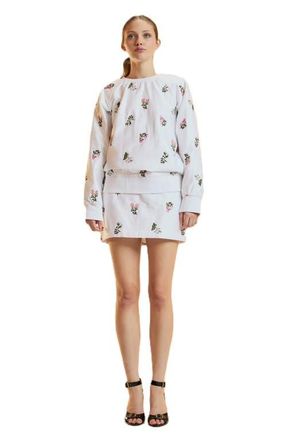 Cynthia Rowley Embroidered Pullover in White at Nordstrom, Size X-Small
