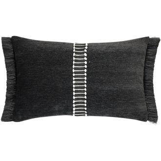 Elaine Smith Luxe Velour chenille with decorative tape Indoor & Outdoor Woven Accent Pillow in Charcoal at Nordstrom, Size 12X20