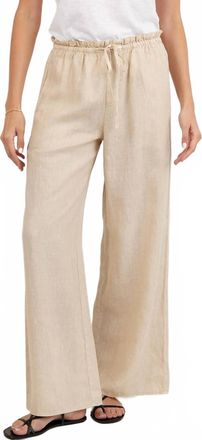 Bella Dahl Ruffle Waist Wide Leg Pant In Sand