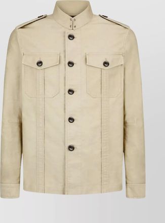 Tom Ford cotton satin stand collar outershirt