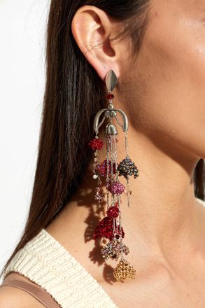 Isabel Marant Single Earring With Shimmering Crystals, Womens, Red