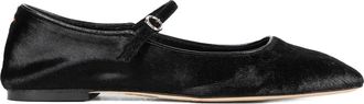 Aeyde Mary-Jane pony hair strap ballet flats - women - Pony Fur/Fabric/Calf Leather - 36 - Black