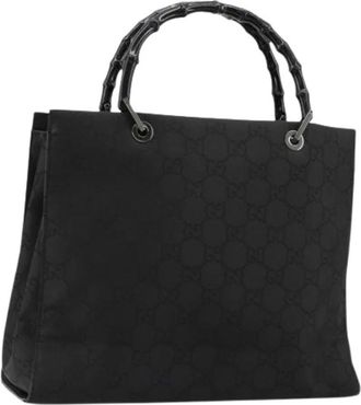 Gucci Pre-owned Handbags, female, Black, Size: ONE SIZE Pre-owned Vintage Nylon Hand Bag