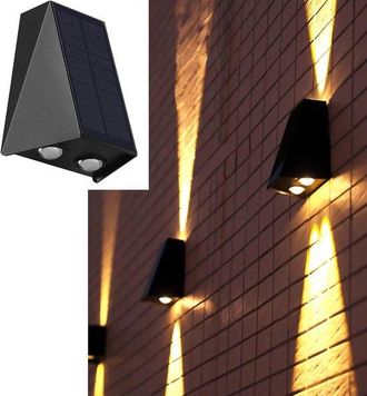 No Brand L&aacute;mpara Solar De Pared, Foco De Pared Transparente, L&aacute;mpara De Exterior Inal&aacute;mbrica Con Luz Hacia Arriba Y Hacia Abajo, 1300 Mah, Luz Blanca C&aacute;lida, L