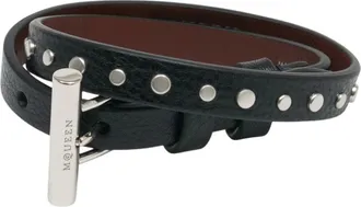 Alexander McQueen Alexander McQueen, Bracelets, male, Black, Size: ONE SIZE T-Bar Double Wrap Bracelet