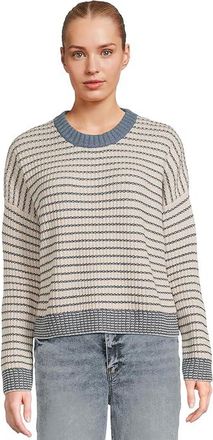 Splendid Lucy Stripe Sweater Womens Sweater Pale Oak Heather/Ice Navy : LG (Womens 10-12), Acrylic/Cashmere/Cotton