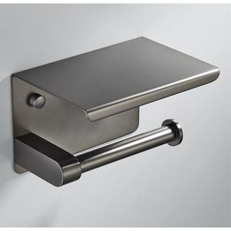 OEM Portarrollos De Papel Higi&eacute;nico Gris Para Montaje En Pared, No Requiere Perforaci&oacute;n, Acero Inoxidable 304 Con Estante Para Ba&ntilde;o -crezuo
