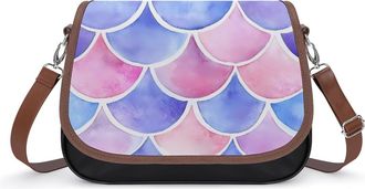 Generic Watercolor Fish Scales Womens Crossbody Bag Fashion Shoulder Handbags Message Tote Bag with Adjustable Strap