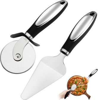 OEM Juego De Cortador De Pizza Y Servidor De Pasteles: Mango Antideslizante Y Cortador Afilado De Acero Inoxidable