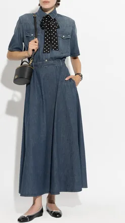 Valentino Garavani Denim Dress With Belt, Womens, Navy Blue