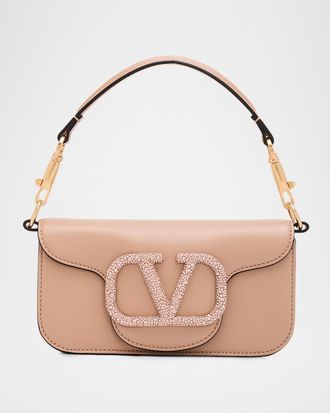 Valentino Garavani Loco Small Leather Top-Handle Bag with Jewel VLogo