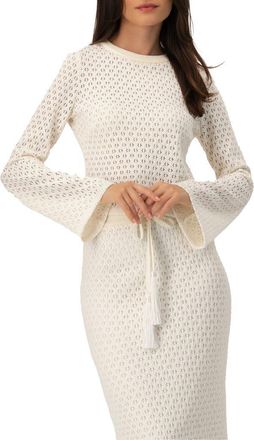 Ivonne Textured Knit Top with Flared Sleeves in Natural at Nordstrom, Size 12