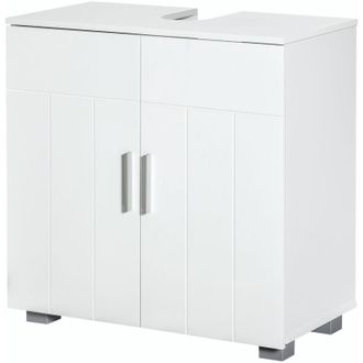 Kleankin Mobile Bagno a U Sotto Lavabo Salvaspazio con Ripiano Interno Bianco