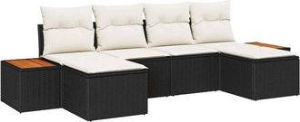 vidaXL Vidaxl - Conjunto de sofá de jardín 6 pcs Negro y crema 184 x 62 x 85 cm