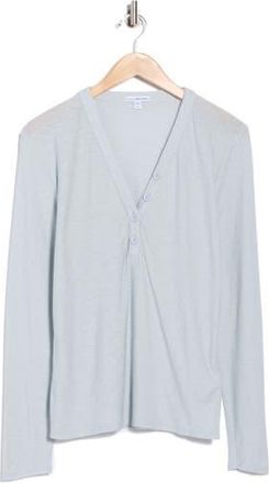 James Perse Long Sleeve Slub Jersey Henley in Grey Glacier at Nordstrom Rack, Size 3