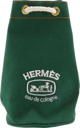 Herm&egrave;s Green Nylon Canvas Pouch (Pre-Owned)