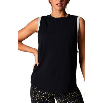 Tavi High Neck Muscle Tank in Ebony at Nordstrom, Size Xx-Large
