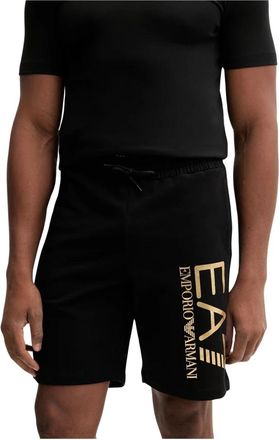 Emporio Armani Emporio Armani Ea7, Korte Broeken, Heren, Zwart, M, Katoen, Printed Jersey Shorts