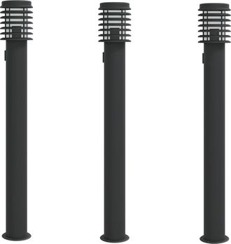 vidaXL Vidaxl - L&aacute;mparas De Suelo Exterior Con Enchufe 3 Uds Acero Negro 110 Cm