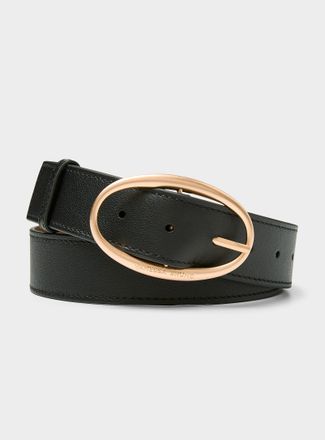 Vanessa Bruno Womens Brushed copper oval buckle leather belt