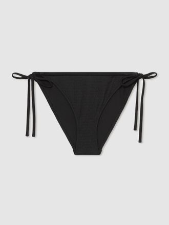 Calvin Klein Black Crinkle Tie Bikini Bottoms, L