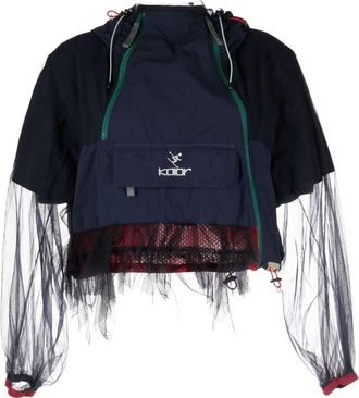 Kolor logo-print hooded blouson jacket - women - Nylon - 2 - Blue